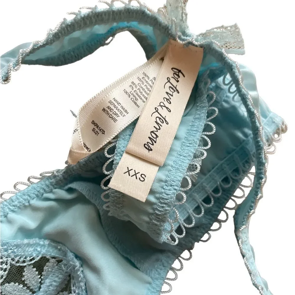 For Love and Lemons Flower thong in Blue Size XXS NWOT